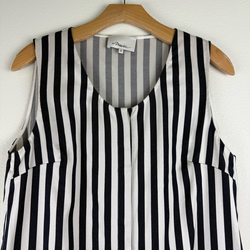 3.1 Phillip Lim Navy White Striped Shirt Dress Womens Size 8 Button Down - Picture 3 of 14